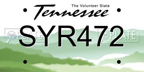 SYR472 Tennessee License Plate