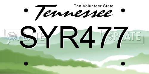 SYR477 Tennessee License Plate