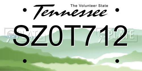 SZ0T712 Tennessee License Plate