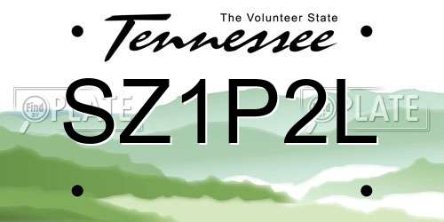 SZ1P2L Tennessee License Plate