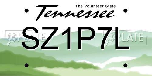 SZ1P7L Tennessee License Plate