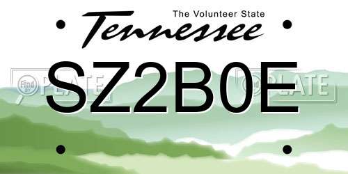 SZ2B0E Tennessee License Plate