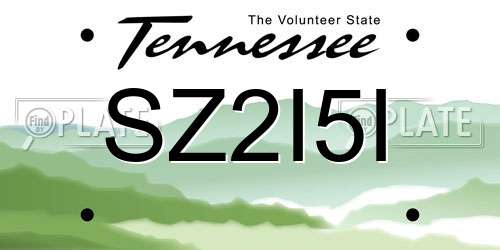 SZ2I5I Tennessee License Plate