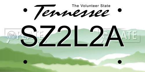 SZ2L2A Tennessee License Plate