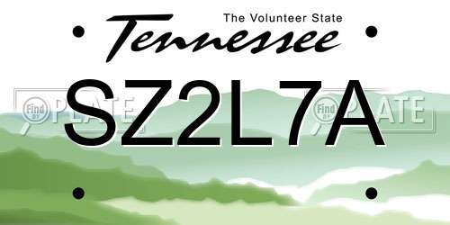 SZ2L7A Tennessee License Plate