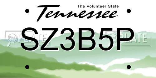 SZ3B5P Tennessee License Plate