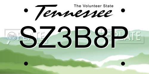 SZ3B8P Tennessee License Plate