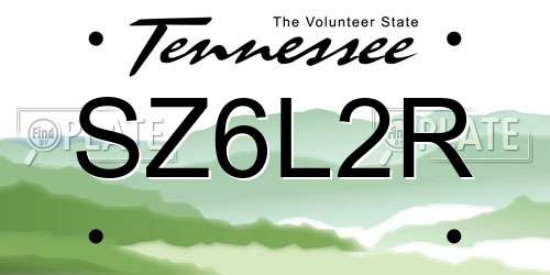 SZ6L2R Tennessee License Plate