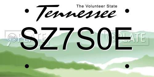 SZ7S0E Tennessee License Plate