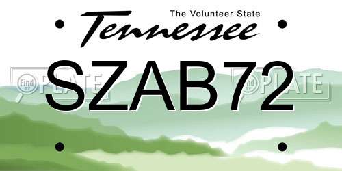 SZAB72 Tennessee License Plate