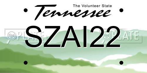 SZAI22 Tennessee License Plate