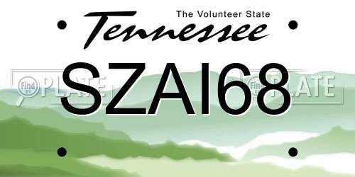 SZAI68 Tennessee License Plate
