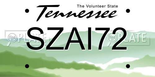 SZAI72 Tennessee License Plate