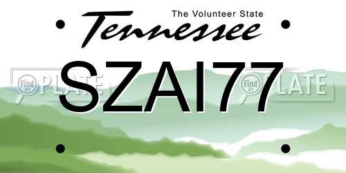 SZAI77 Tennessee License Plate