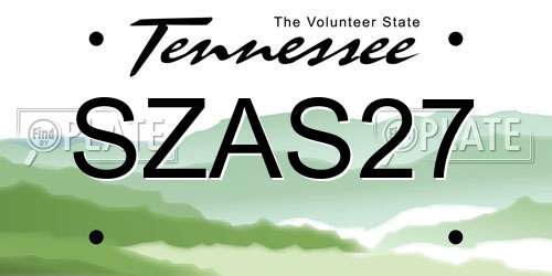 SZAS27 Tennessee License Plate