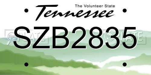 SZB2835 Tennessee License Plate