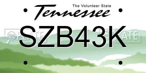 SZB43K Tennessee License Plate