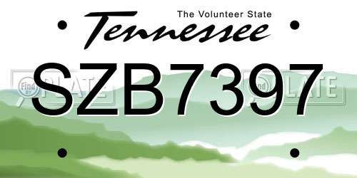 SZB7397 Tennessee License Plate