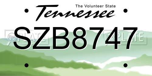 SZB8747 Tennessee License Plate