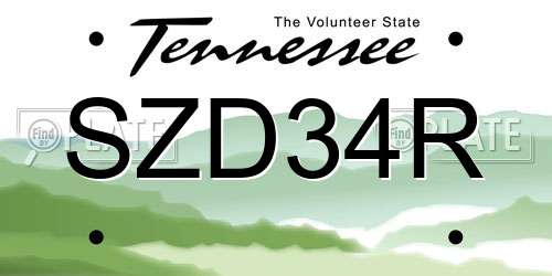SZD34R Tennessee License Plate