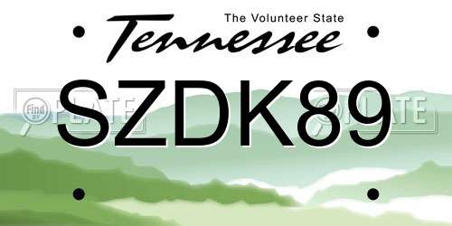 SZDK89 Tennessee License Plate