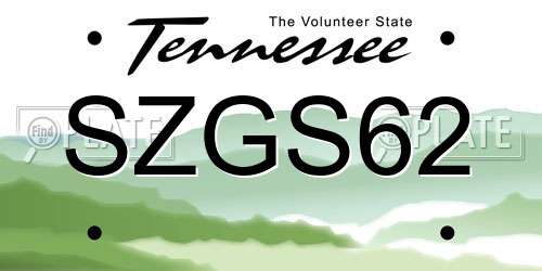 SZGS62 Tennessee License Plate