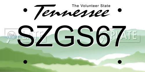 SZGS67 Tennessee License Plate