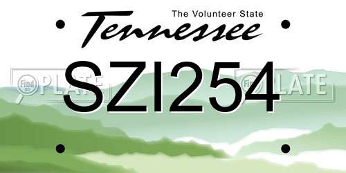 SZI254 Tennessee License Plate