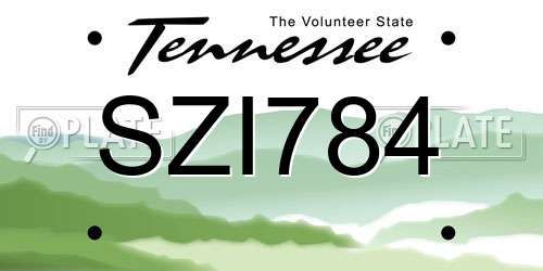 SZI784 Tennessee License Plate