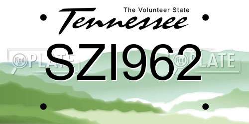 SZI962 Tennessee License Plate