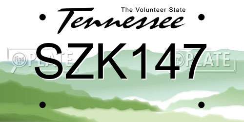SZK147 Tennessee License Plate