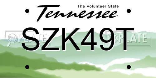 SZK49T Tennessee License Plate