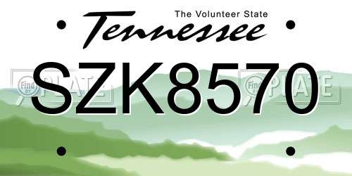 SZK8570 Tennessee License Plate