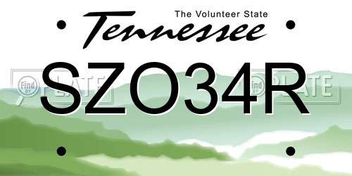 SZO34R Tennessee License Plate