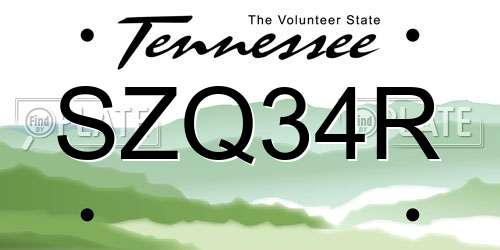 SZQ34R Tennessee License Plate