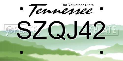 SZQJ42 Tennessee License Plate