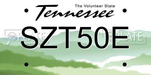 SZT50E Tennessee License Plate