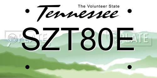 SZT80E Tennessee License Plate