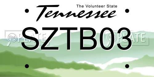 SZTB03 Tennessee License Plate