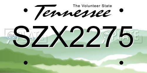 SZX2275 Tennessee License Plate