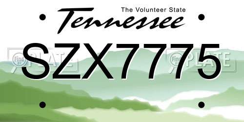SZX7775 Tennessee License Plate