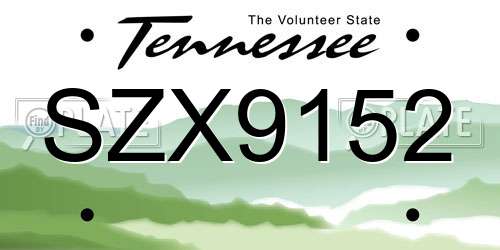 SZX9152 Tennessee License Plate