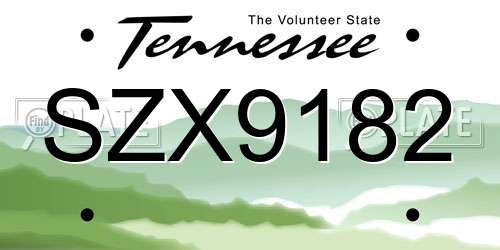 SZX9182 Tennessee License Plate