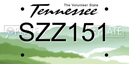 SZZ151 Tennessee License Plate