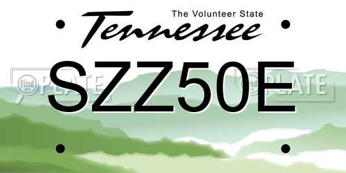 SZZ50E Tennessee License Plate