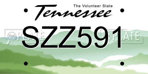 SZZ591 Tennessee License Plate