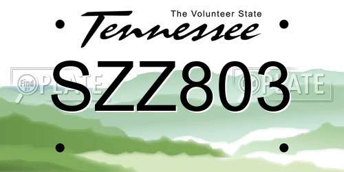 SZZ803 Tennessee License Plate