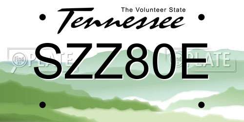 SZZ80E Tennessee License Plate