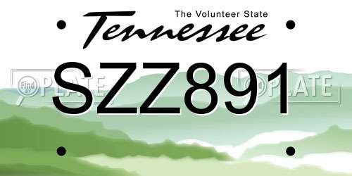 SZZ891 Tennessee License Plate