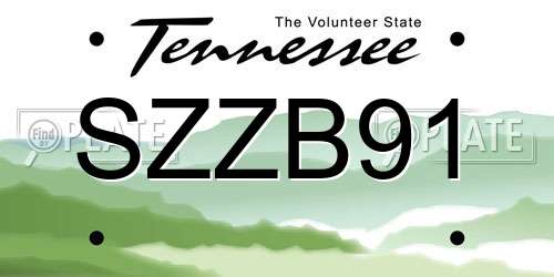 SZZB91 Tennessee License Plate
